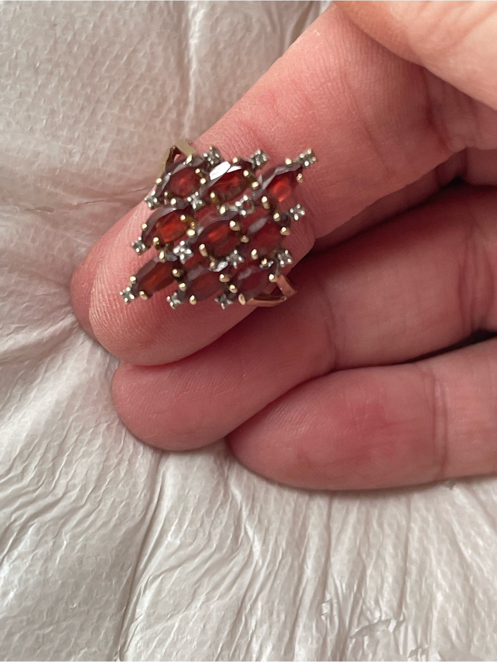 Sterling Silver Garnet Cluster Ring - Red Gemstone Size 7